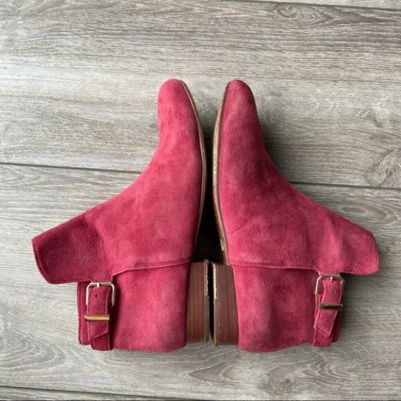 & Other Stories Rust Suede Leather Buckle Bootie - Picture 10 of 13